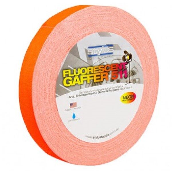 Stylus 511 Fluorescent Orange Gaffer Tape 24mm x 45 Metres