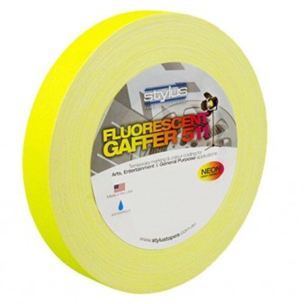 Stylus 511 Fluorescent Yellow Gaffer Tape 24mm x 45 Metres